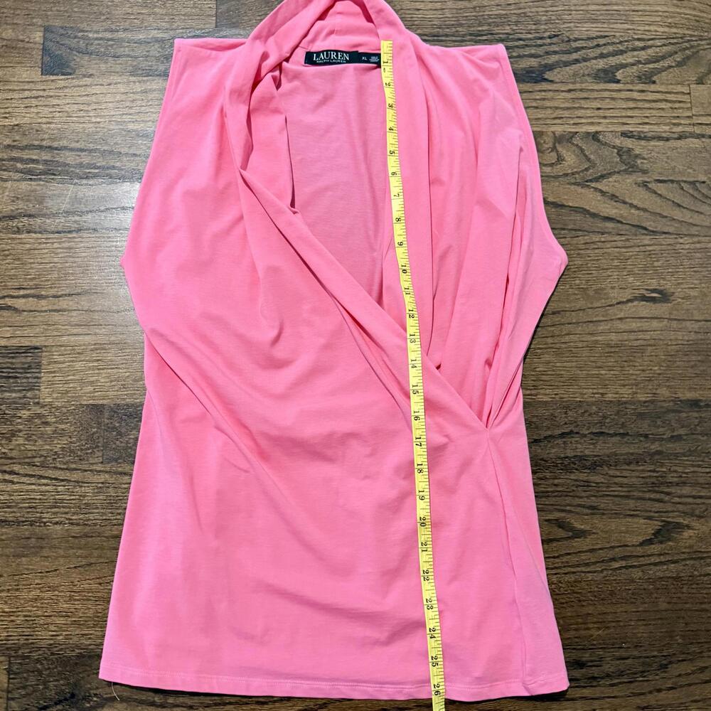NWOT Lauren Ralph Lauren Pink Faux Wrap Sleeveless Top XL - Picture 5 of 7